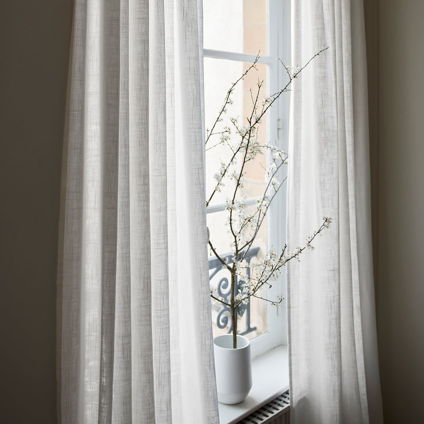 Rideau Japandi effet naturel flammé blanc – Bellavista