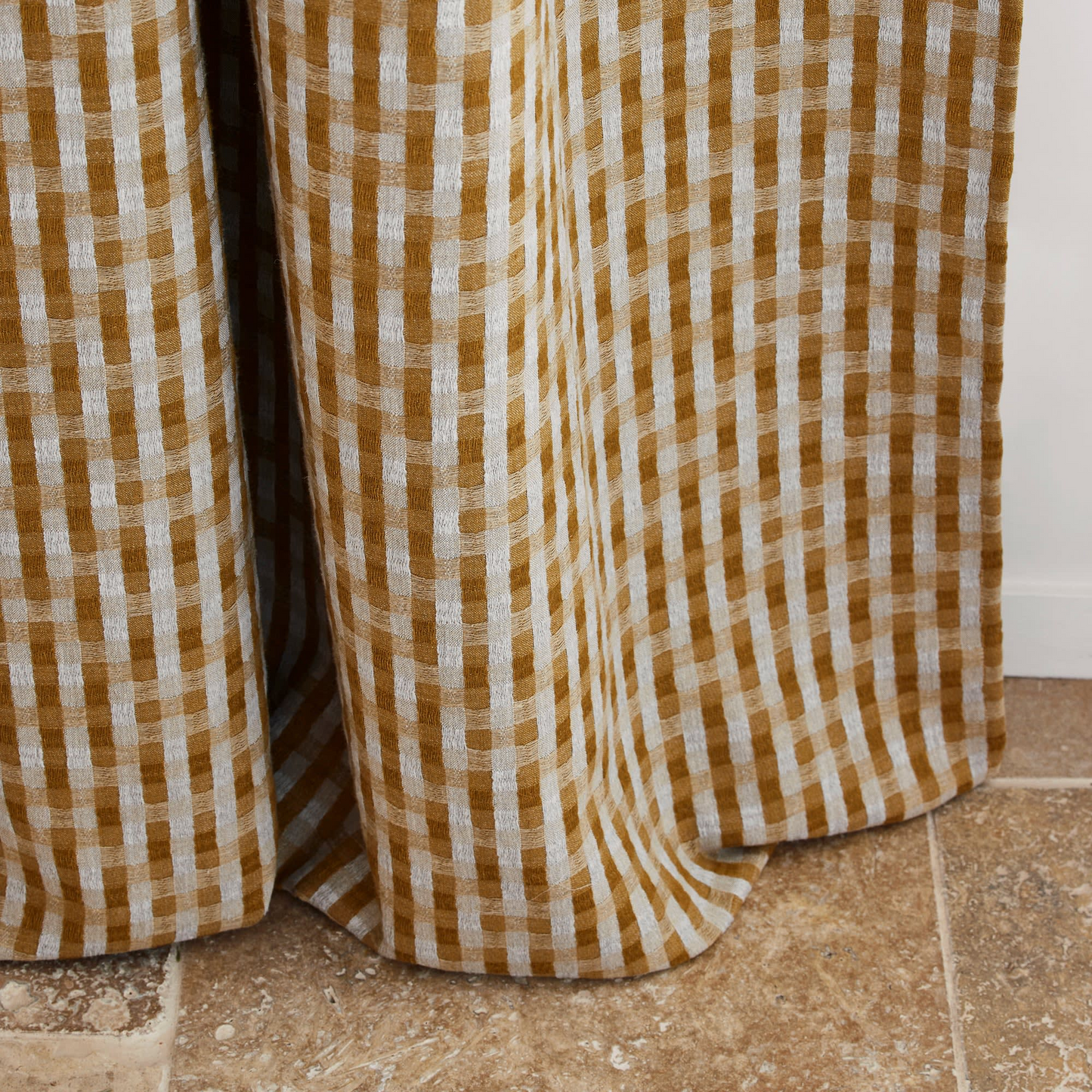 Rideau Japandi en Jacquard bicolore à carreaux Bleu – Castin