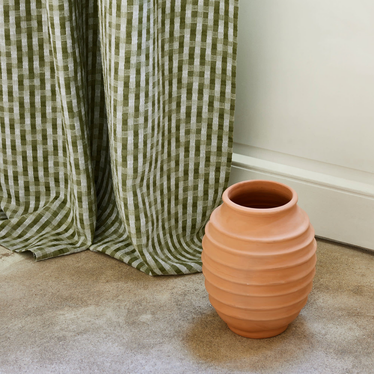 Rideau Japandi en Jacquard bicolore à carreaux Vert - Castin