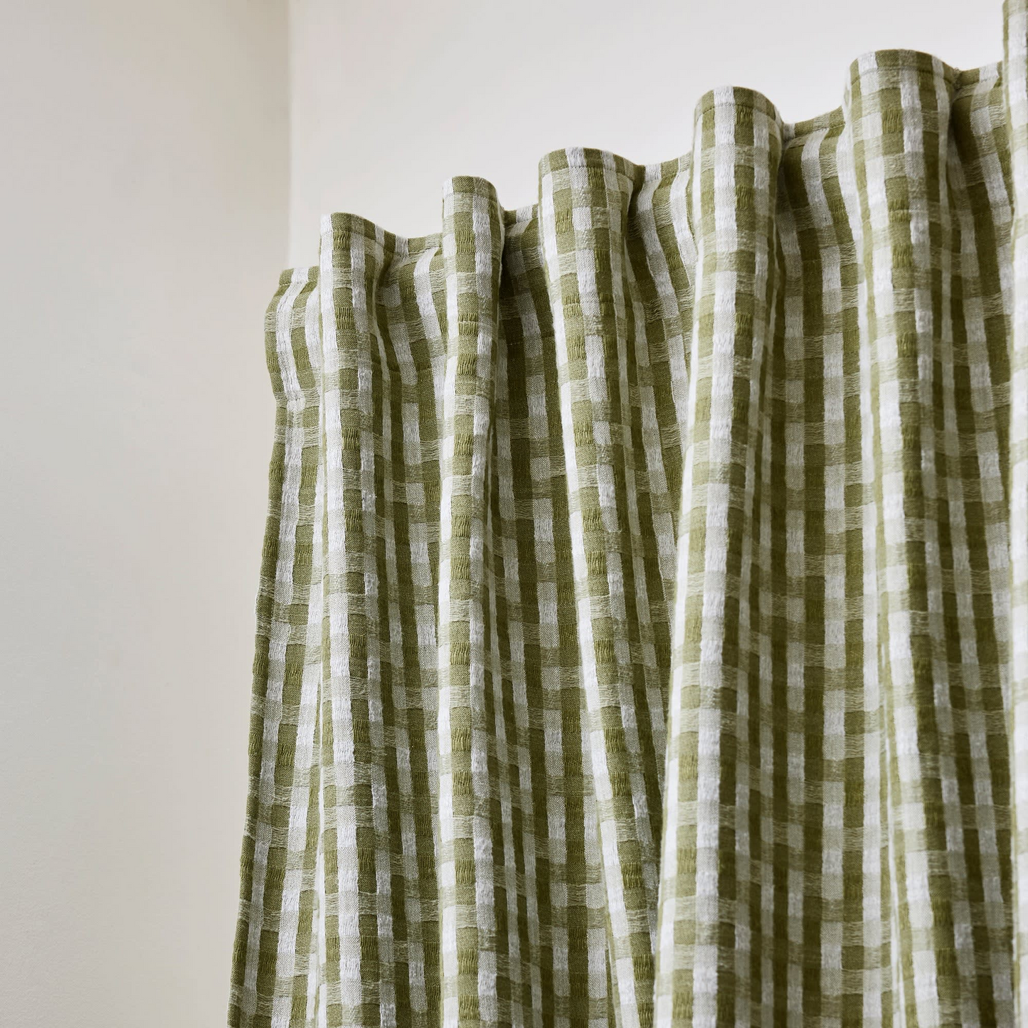 Rideau Japandi en Jacquard bicolore à carreaux Vert - Castin