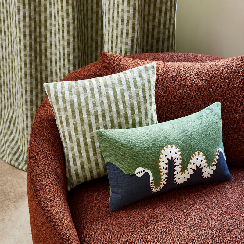 Rideau Japandi en Jacquard bicolore à carreaux Vert - Castin