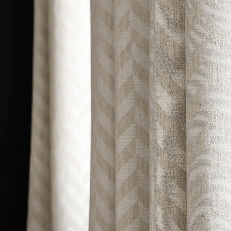 Rideau Japandi motif chevrons écru en jacquard tissé – Tobias