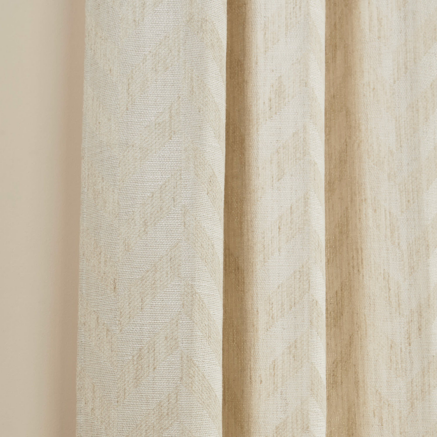Rideau Japandi en Jacquard tissé aux fils méchés, motif chevrons Ecru – Tobias