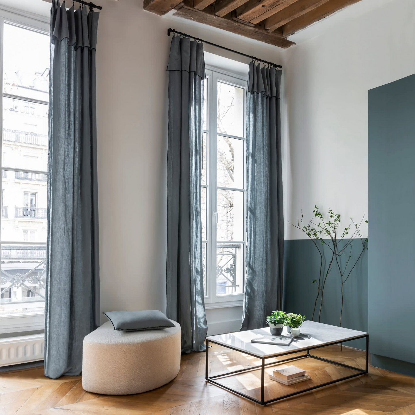 ```
Rideau Japandi en lin lavé légèrement froissé beige – Carlina
```