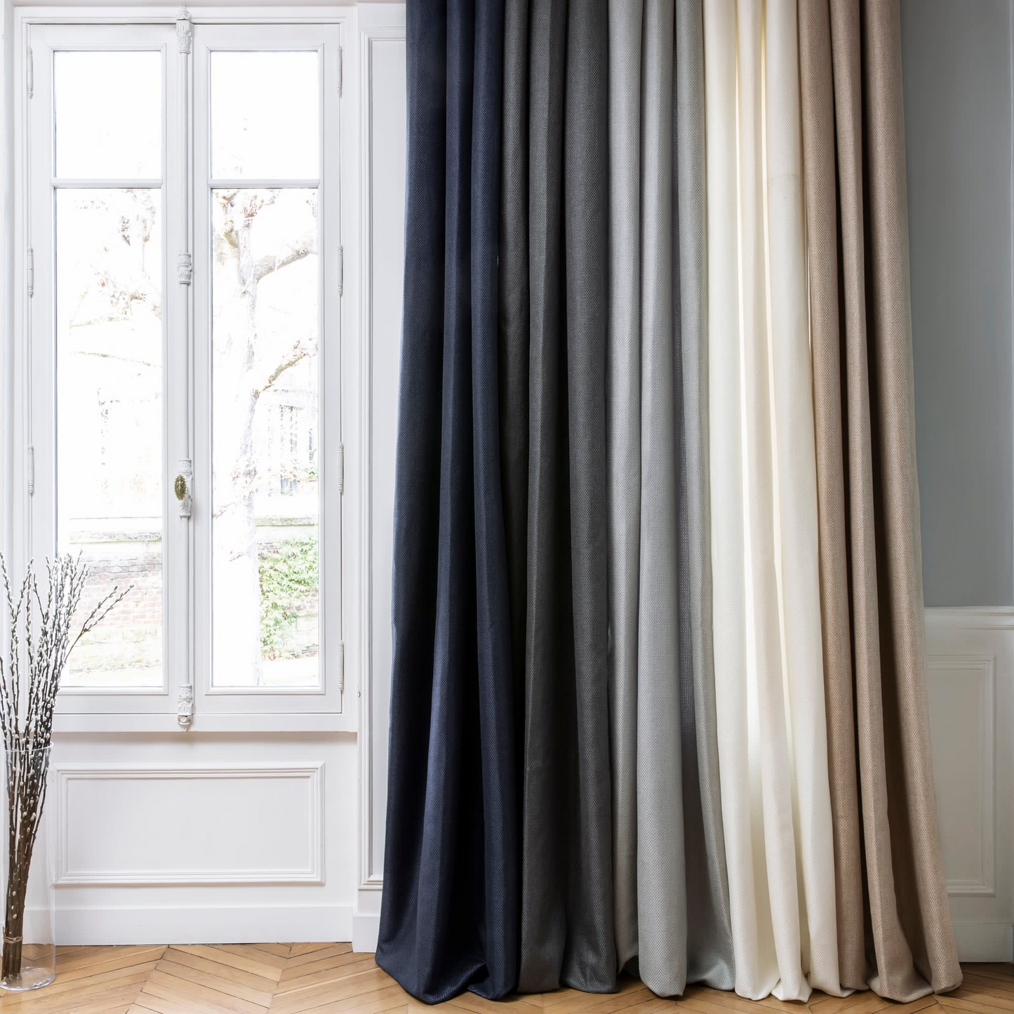Rideau en Tissage Toile Japandi effet Satiné Beige – Coconut