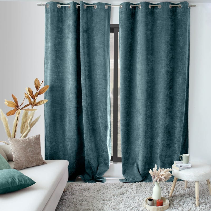 Rideau Therique Japandi en velours tramé écru 140x260cm – Nom du Produit