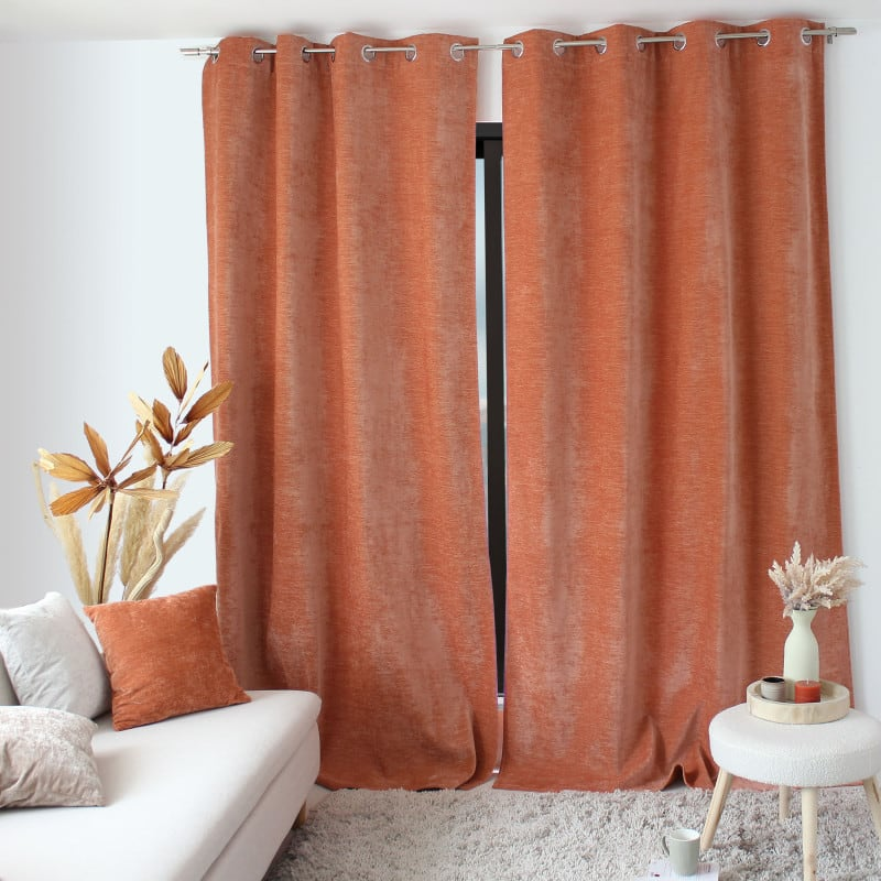 Rideau Therique Japandi en velours tramé écru 140x260cm – Nom du Produit