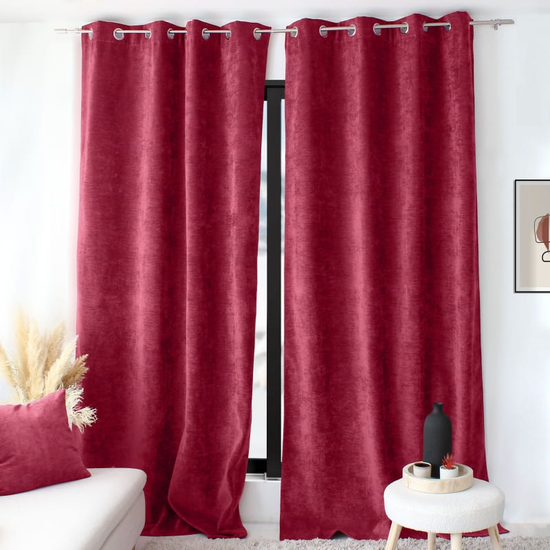 Rideau Therique Japandi en velours tramé écru 140x260cm – Nom du Produit