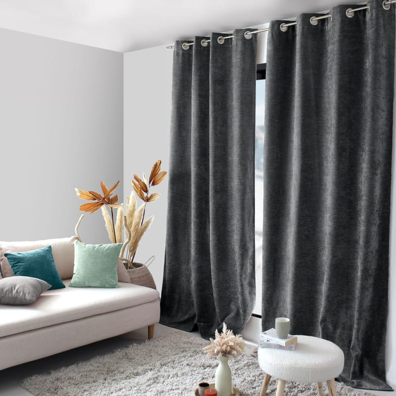 Rideau Therique Japandi en velours tramé écru 140x260cm – Nom du Produit