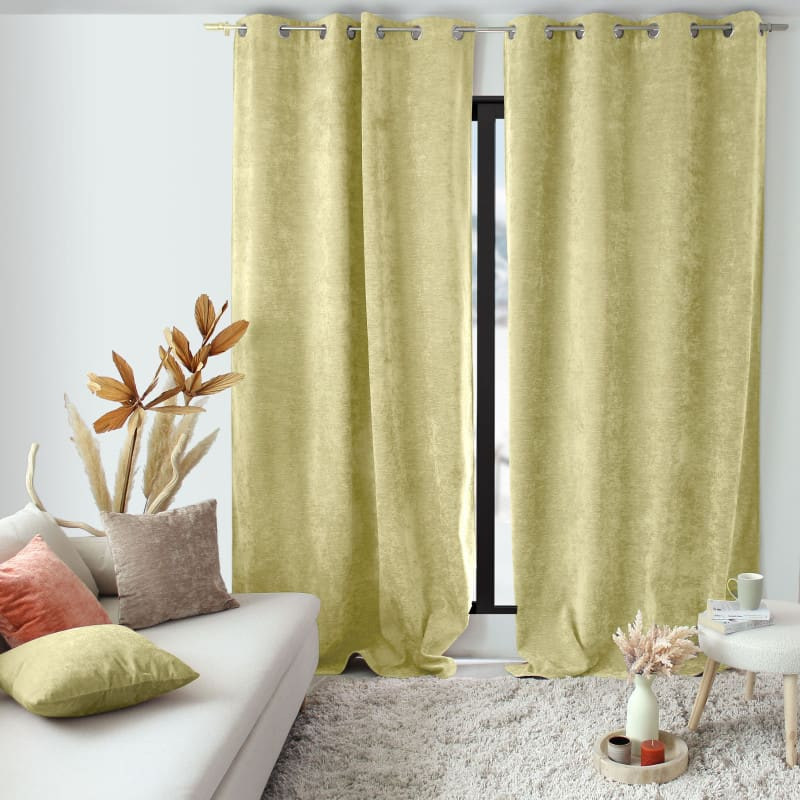 Rideau Therique Japandi en velours tramé écru 140x260cm – Nom du Produit
