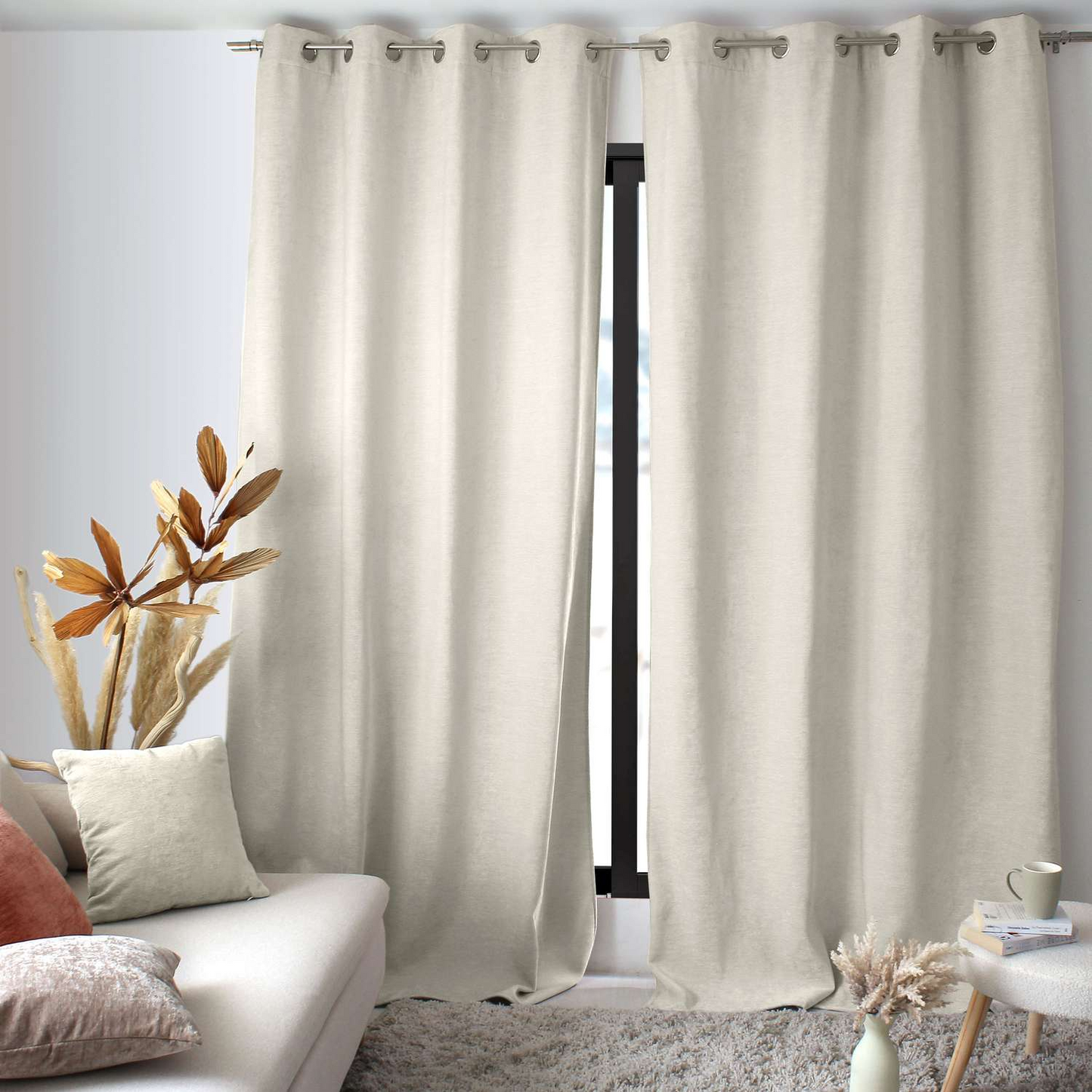 Rideau Thermique Japandi Occultant Velours Beige 140x260 cm – Velvet