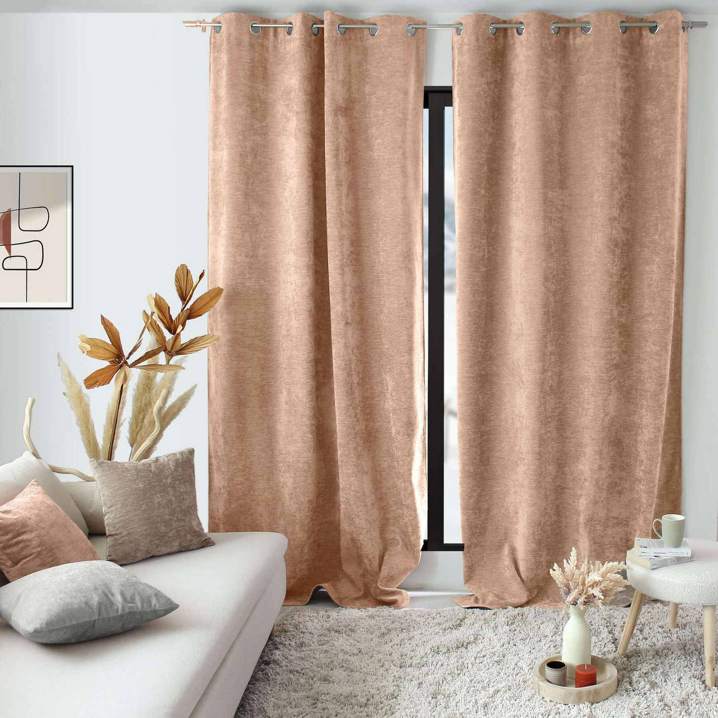 Rideau Thermique Japandi Occultant Velours Beige 140x260 cm – Velvet