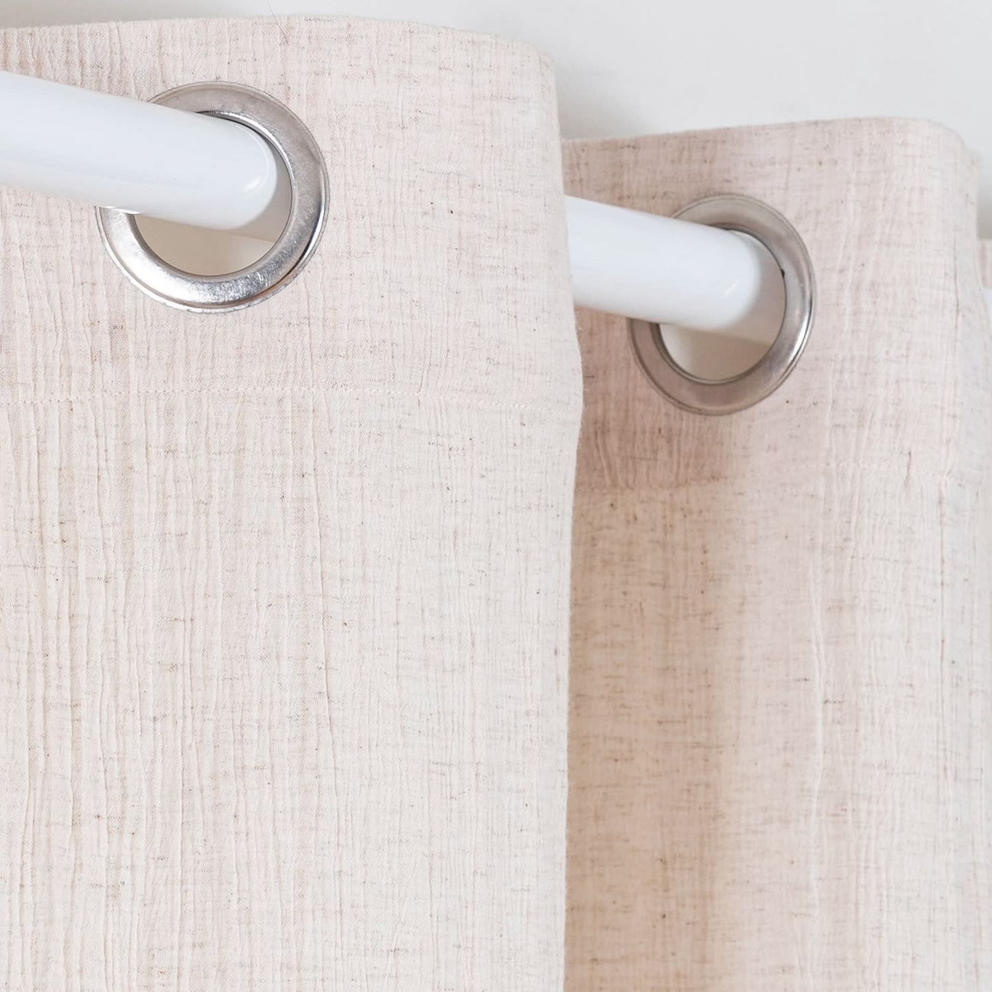 Rideau Voilage Japandi à Œillets Beige Crème 140x250 – TEKSEN