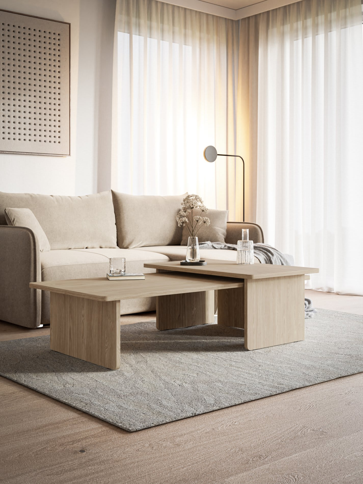 Table Basse Japandi rectangulaire bois clair 140x90 cm – Usalo