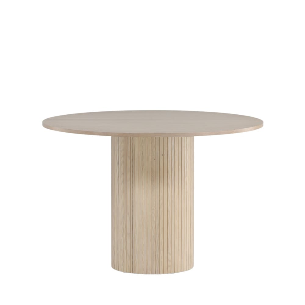 Table à Manger Japandi ronde 4 personnes en bois blanchi – Bianca