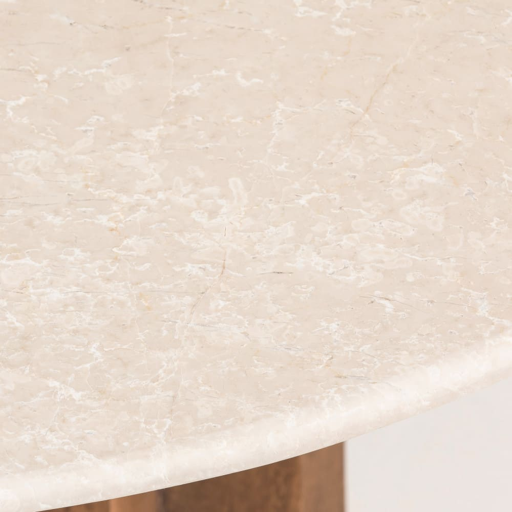 Table à Manger Japandi ronde 4 personnes marbre et bois massif – Sorong