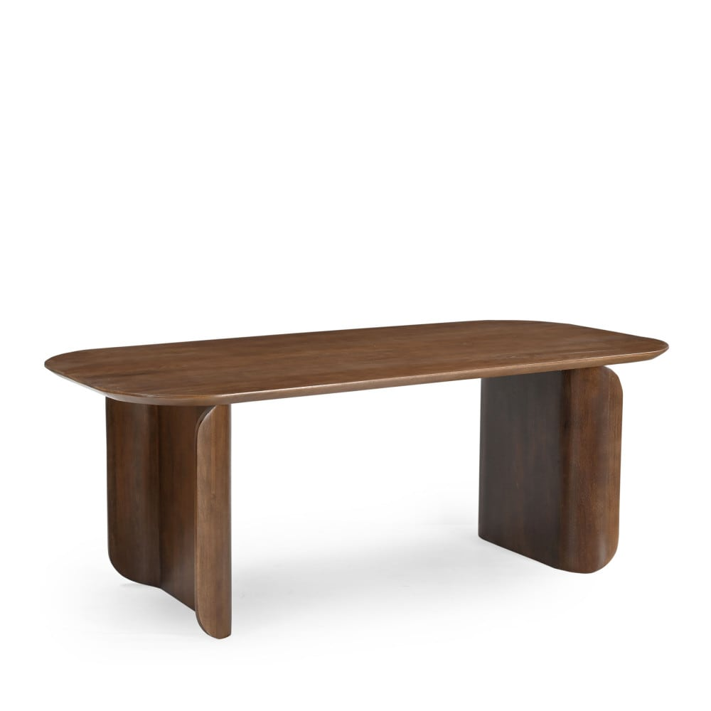 Table à Manger Japandi en Bois Massif 8 Personnes Bois Foncé – Dumai
