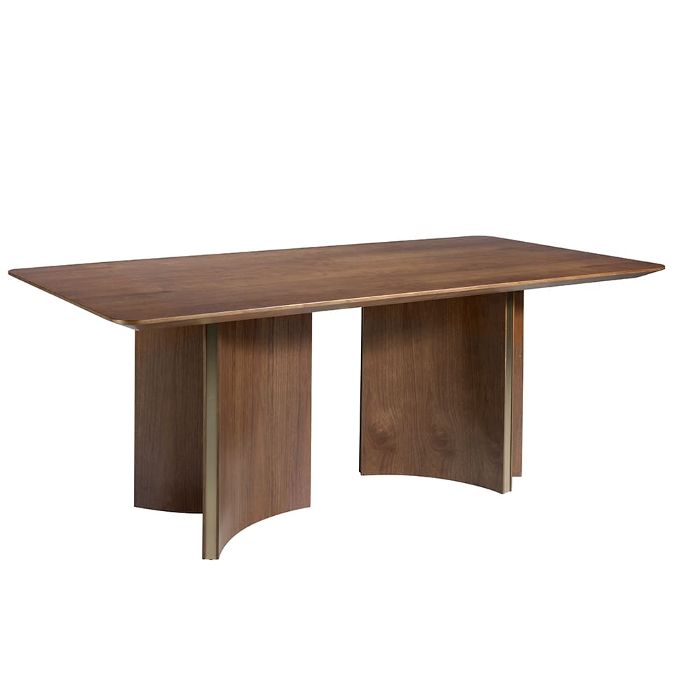 Table à Manger Japandi effet bois noyer et or 200 x 100 x 76 cm – Nom du Produit