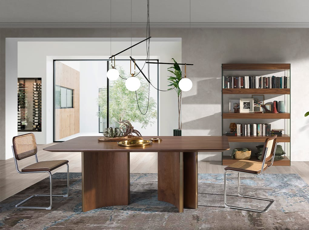 Table à Manger Japandi effet bois noyer et or 200 x 100 x 76 cm – Nom du Produit