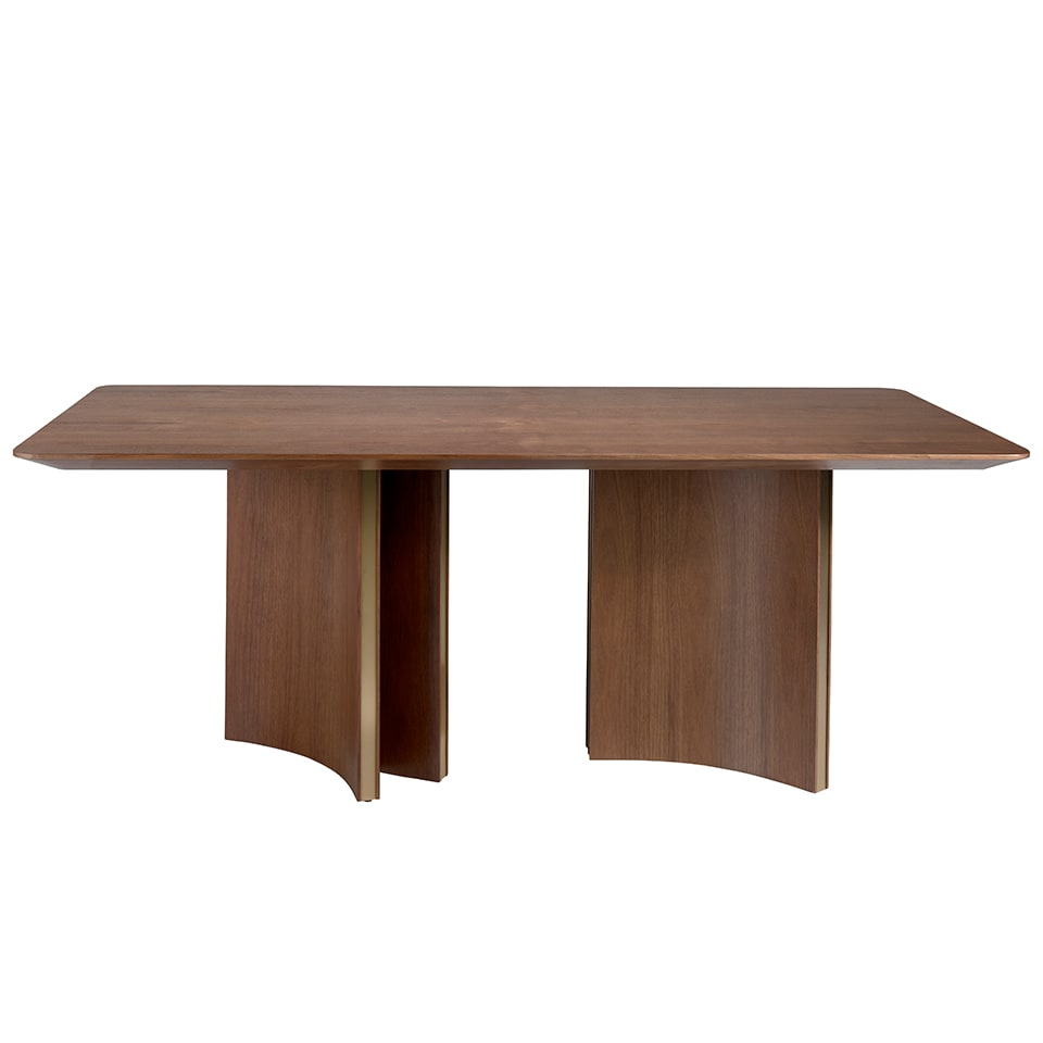 Table à Manger Japandi effet bois noyer et or 200 x 100 x 76 cm – Nom du Produit