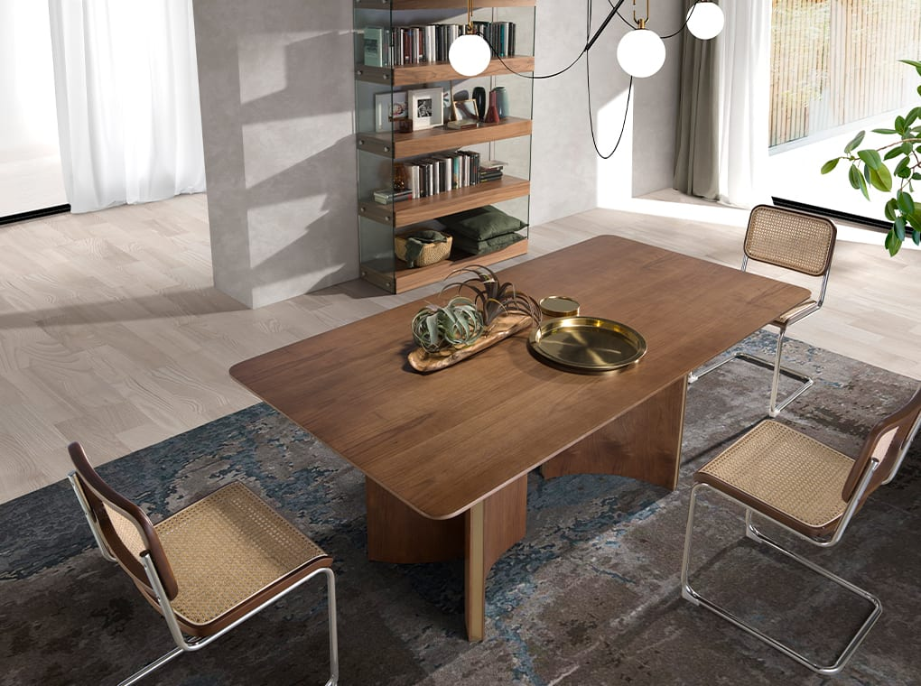 Table à Manger Japandi effet bois noyer et or 200 x 100 x 76 cm – Nom du Produit