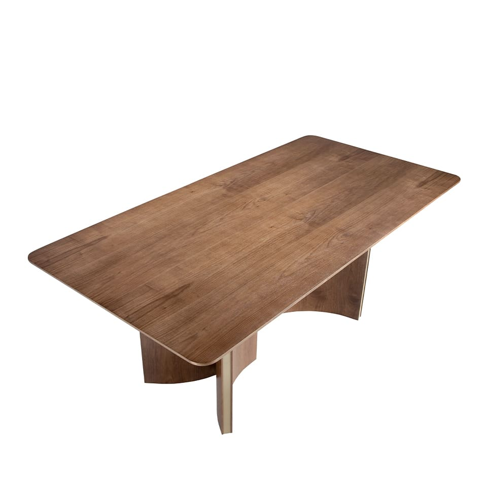 Table à Manger Japandi effet bois noyer et or 200 x 100 x 76 cm – Nom du Produit