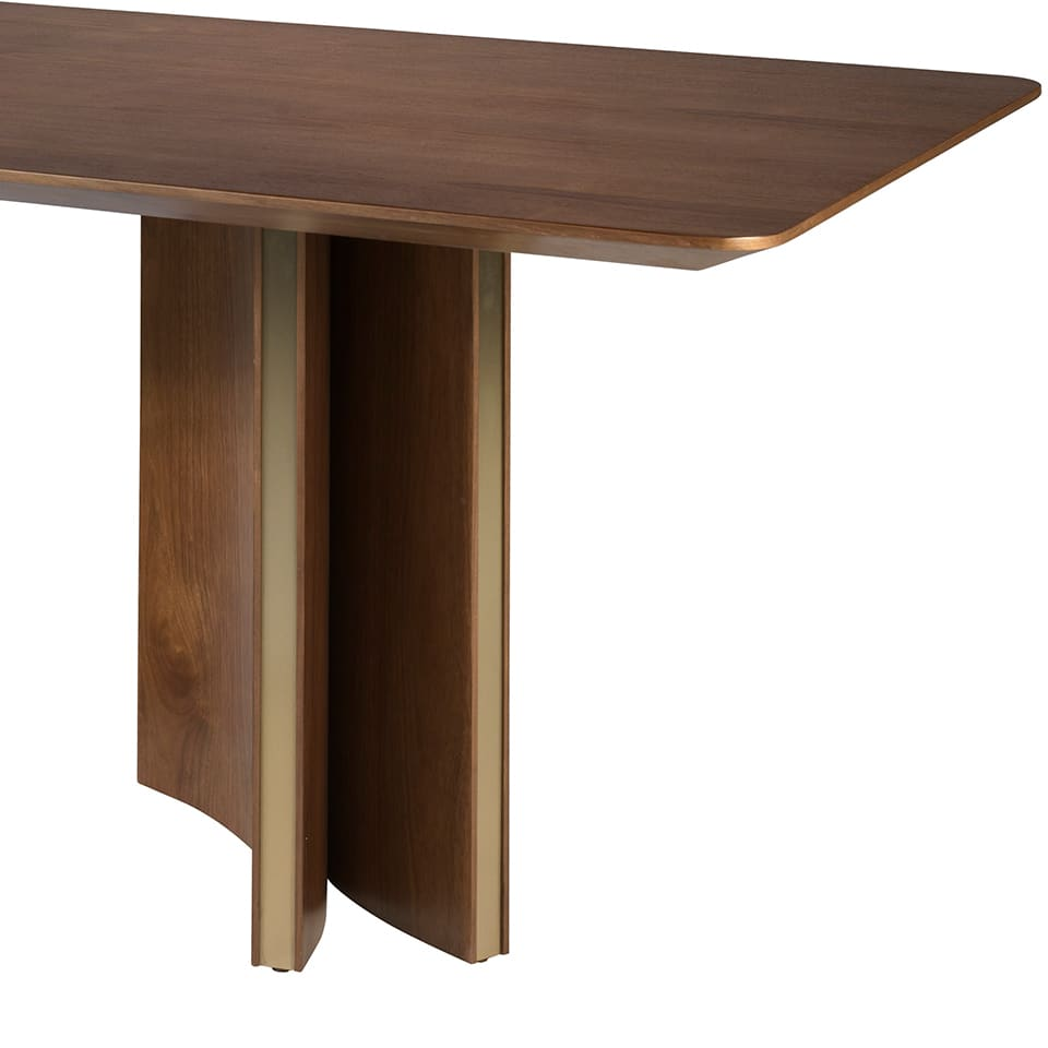 Table à Manger Japandi effet bois noyer et or 200 x 100 x 76 cm – Nom du Produit