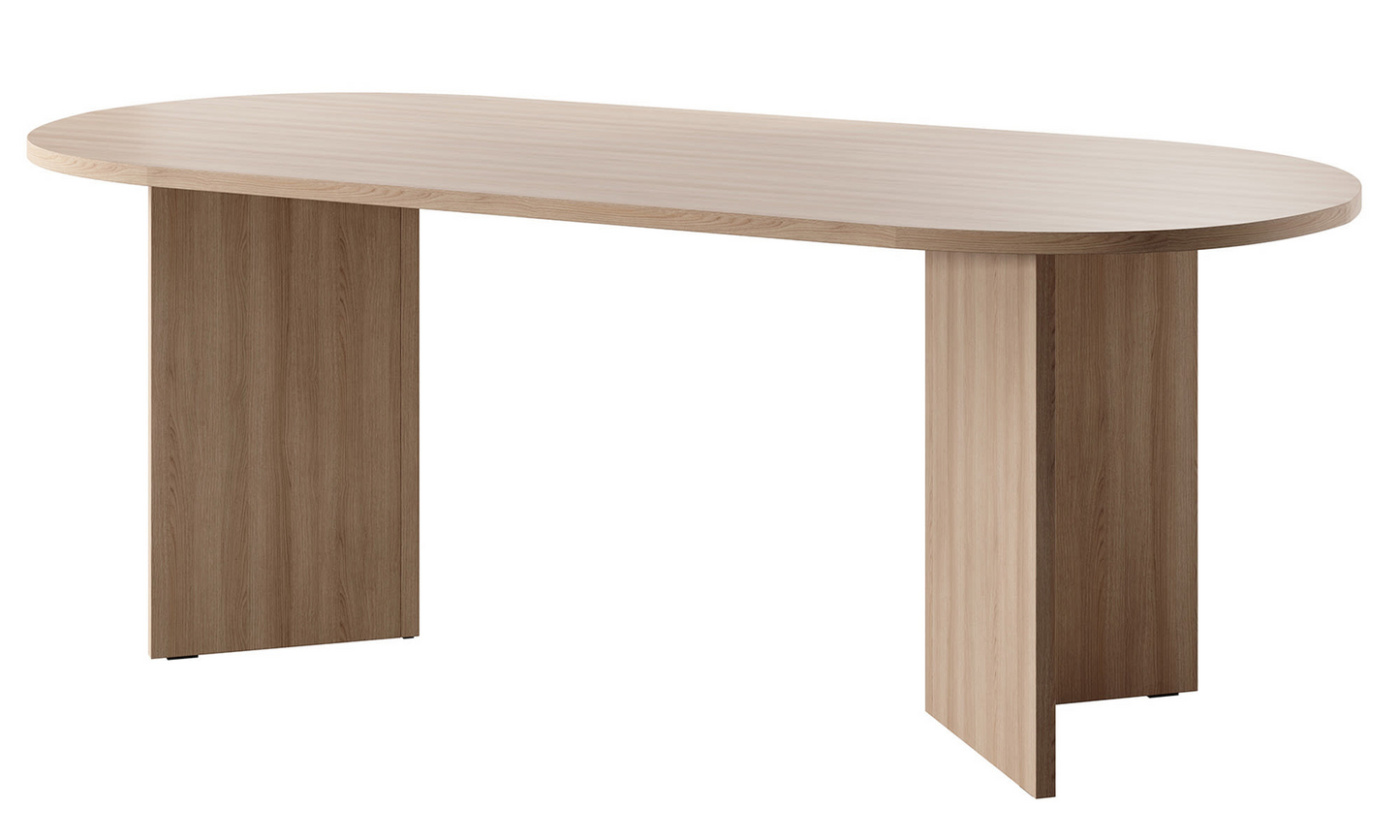 Table à Manger Japandi effet noyer marron 204x90 cm – Ovo