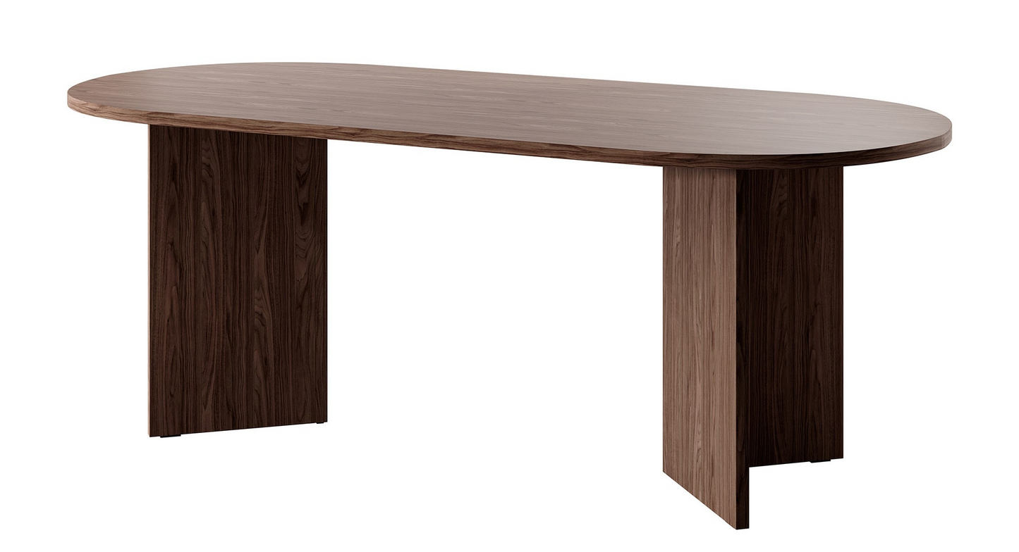 Table à Manger Japandi effet noyer marron 204x90 cm – Ovo