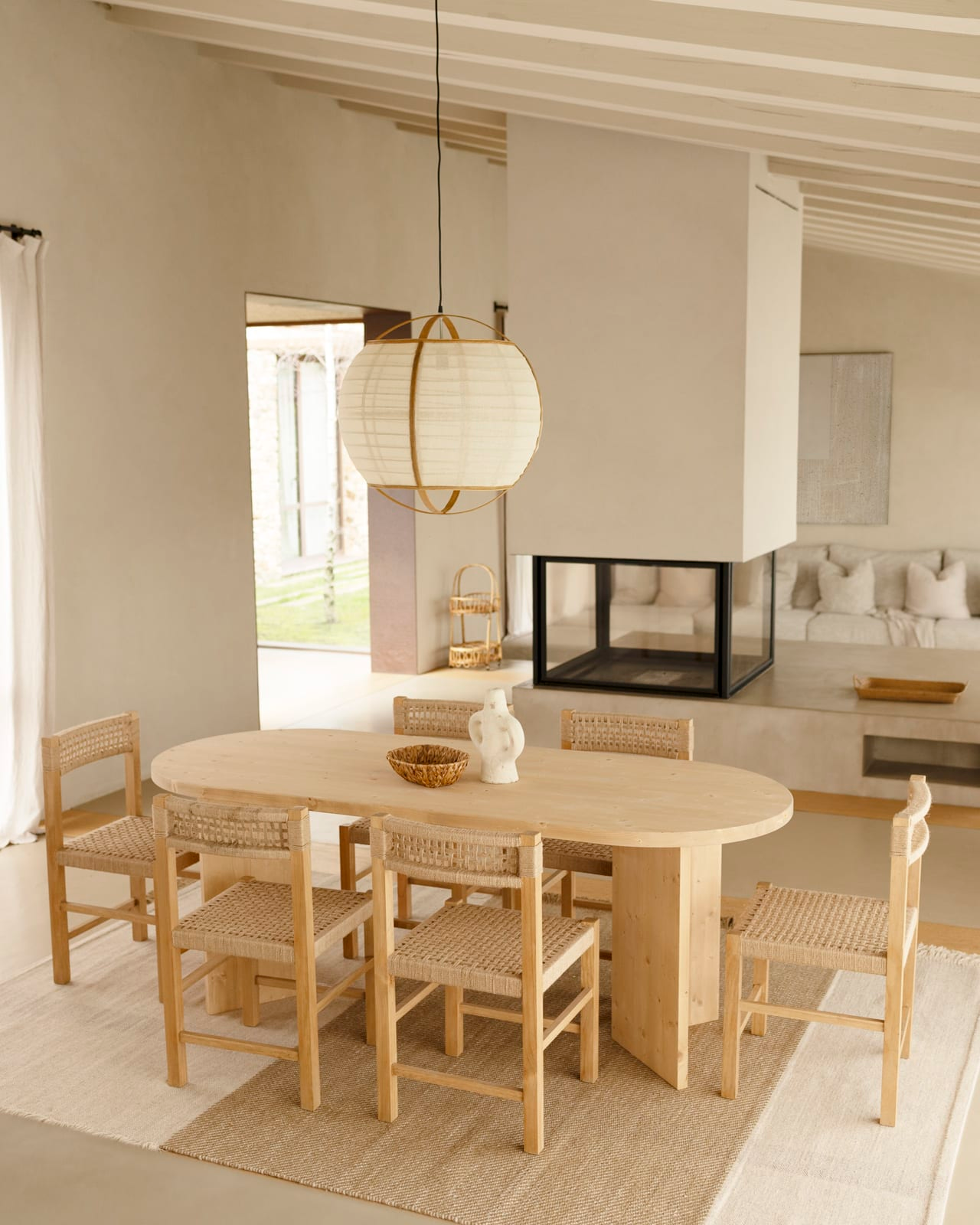 Table à Manger Japandi en Bois de Sapin Marron 200x75cm – Osaka