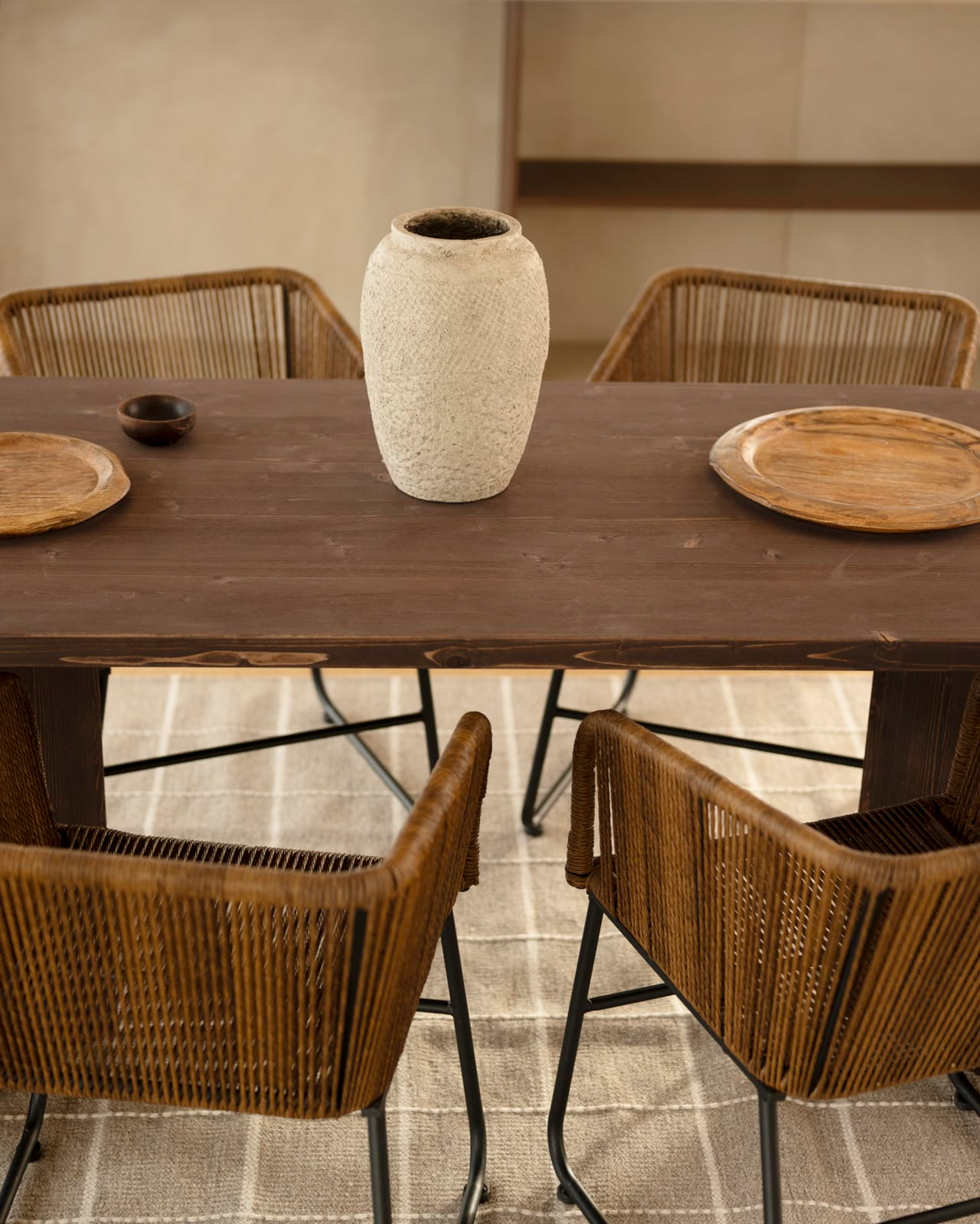 Table à Manger Japandi en Bois de Sapin Marron 200x75cm – Osaka