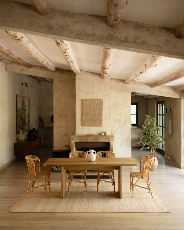 Table de Salle à Manger Japandi en Microciment Blanc Cassé 180x75cm – Bimba