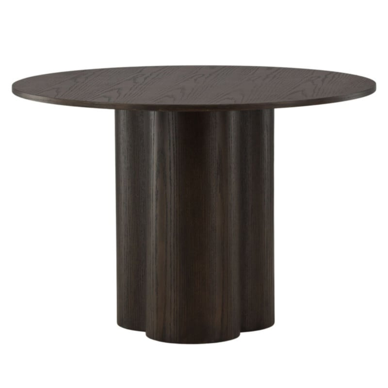 Table à Manger Ronde Japandi 110cm pied central marron – Amber