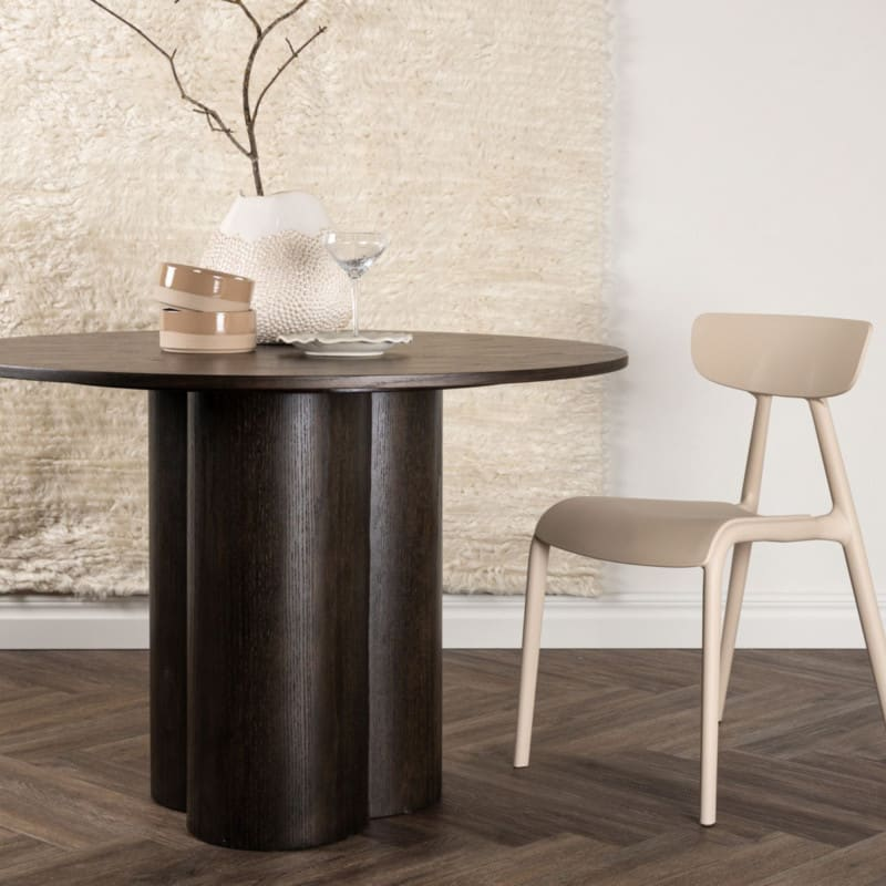 Table à Manger Ronde Japandi 110cm pied central marron – Amber