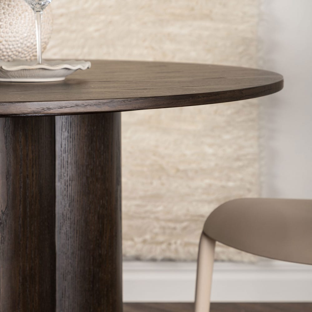 Table à Manger Ronde Japandi 110cm pied central marron – Amber