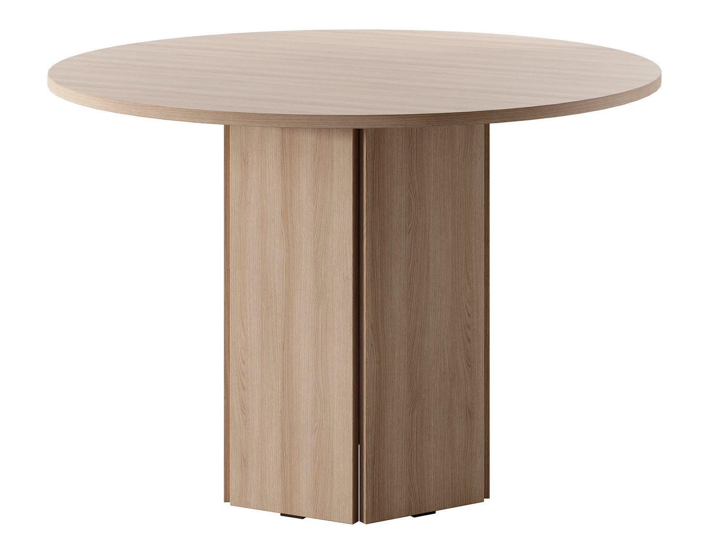 Table à Manger Ronde Japandi aspect bois de chêne beige 110x75 cm – HEXA