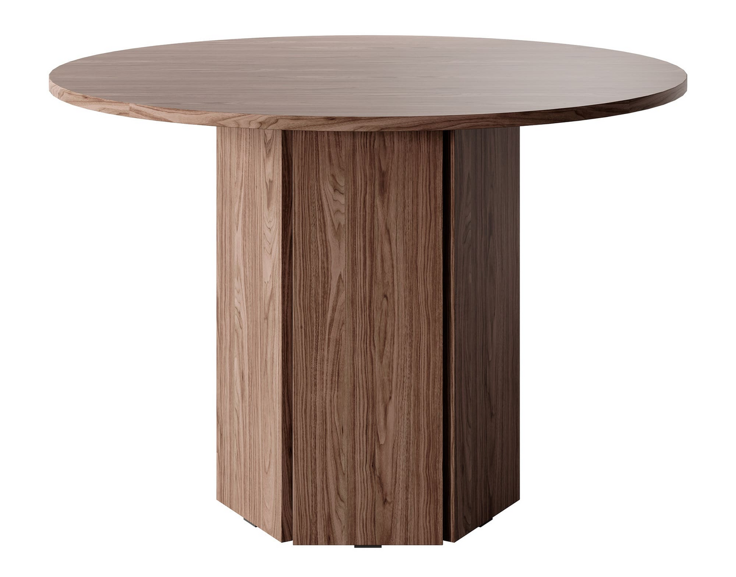 Table à Manger Japandi ronde aspect bois noyer marron 110x75 cm – HEXA