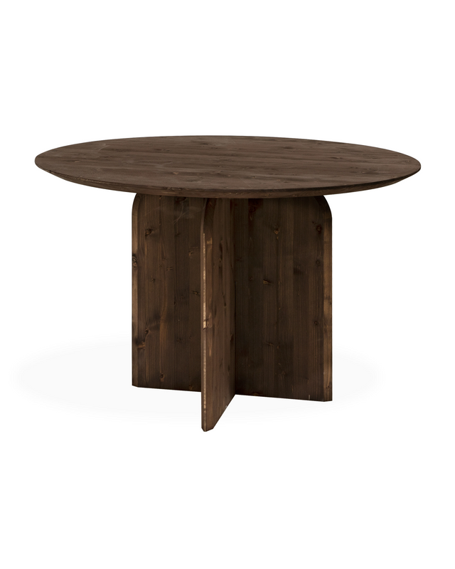 Table à Manger Ronde Japandi en Bois de Sapin Marron 110x75,2cm – Bloom