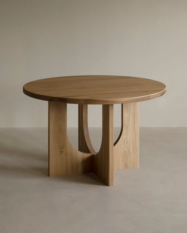Table à Manger Ronde Japandi en Microciment 120x75cm – Lua