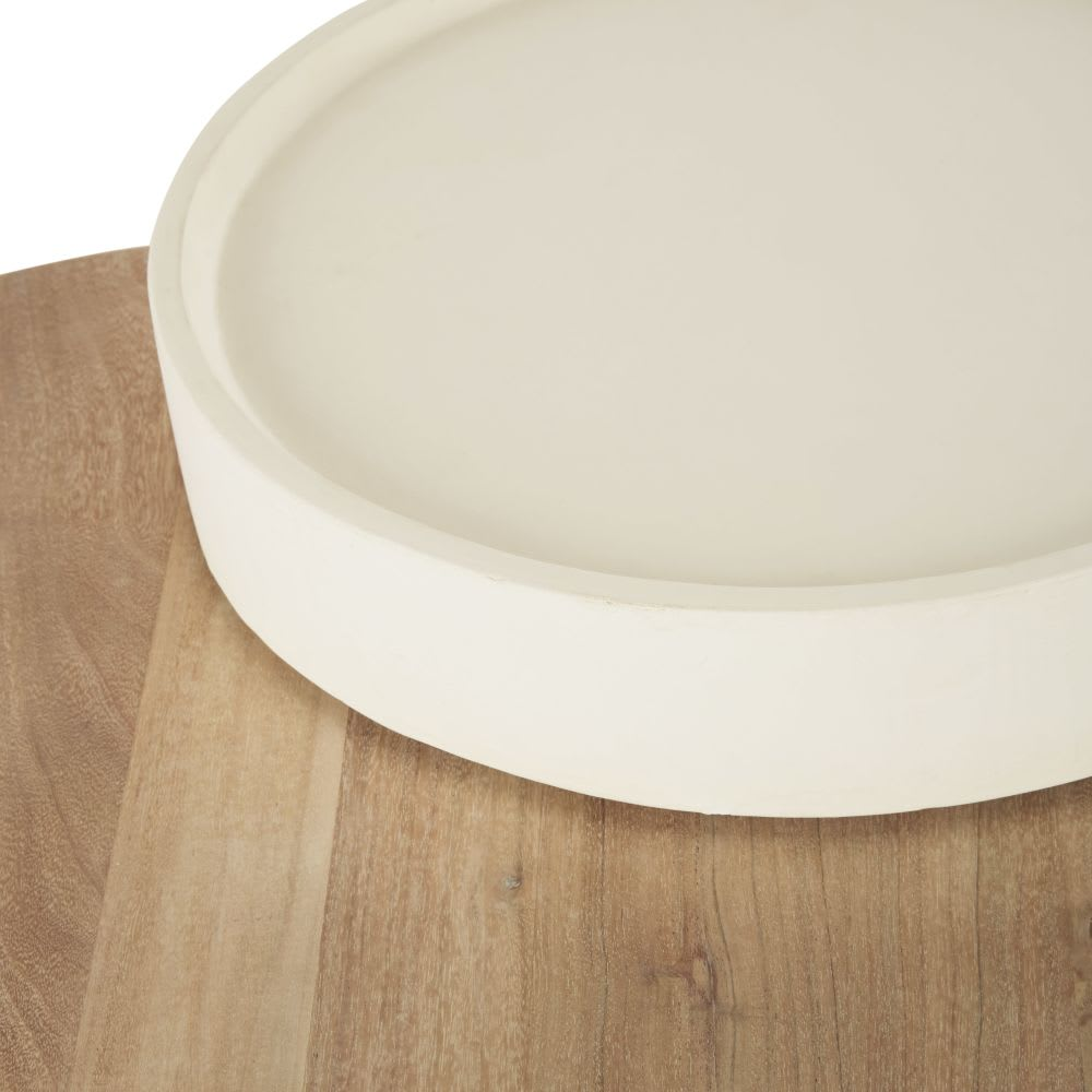 Table Basse Japandi blanche bois de manguier L125 – Sartene