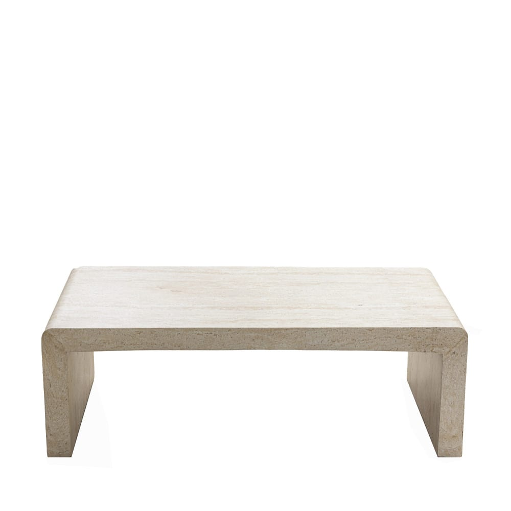 Table Basse Japandi effet travertin 120x55cm beige – Tocoa