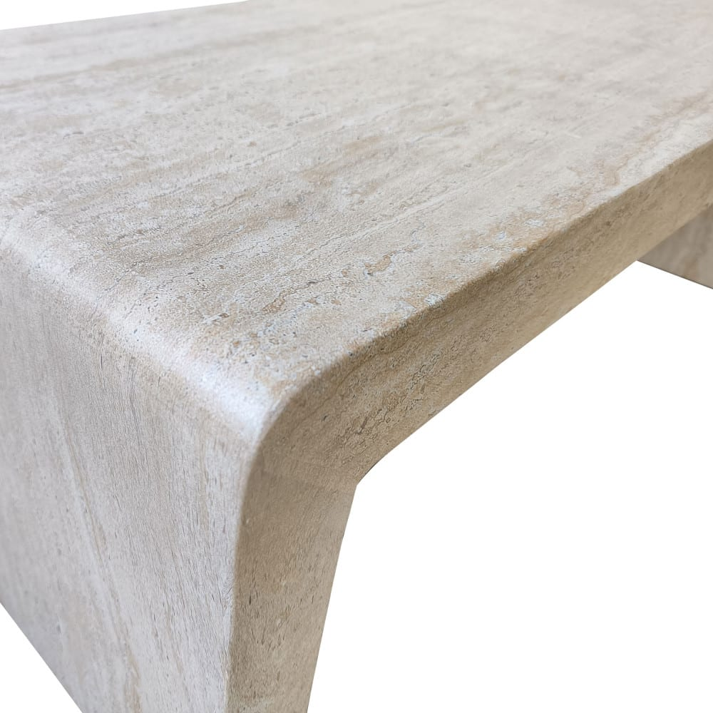 Table Basse Japandi effet travertin 120x55cm beige – Tocoa