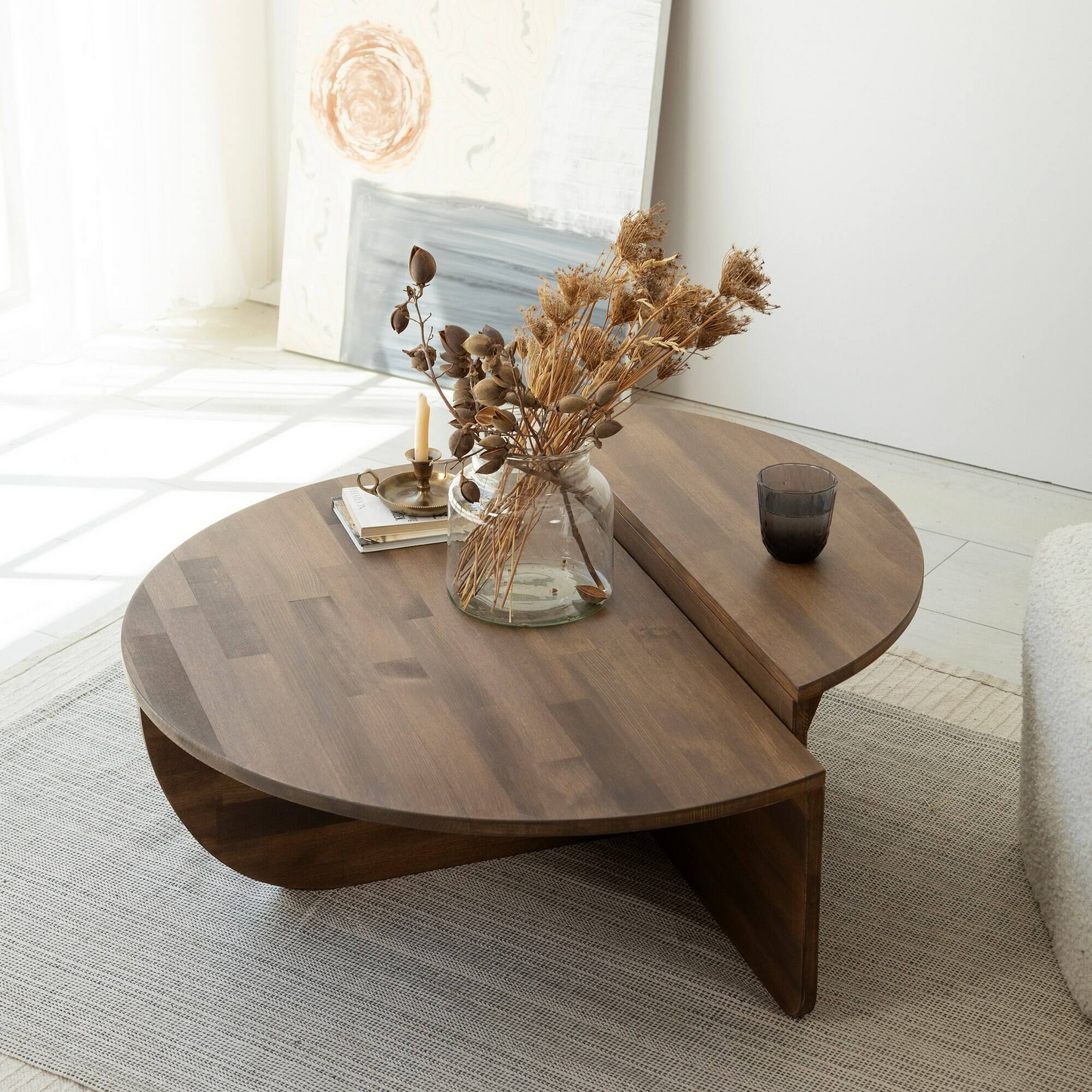 Table Basse Japandi en bois beige 90x60 cm – Azim