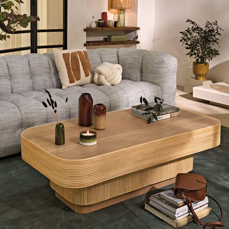 Table Basse Japandi en bois de mahogany et calamus L135 – Viro