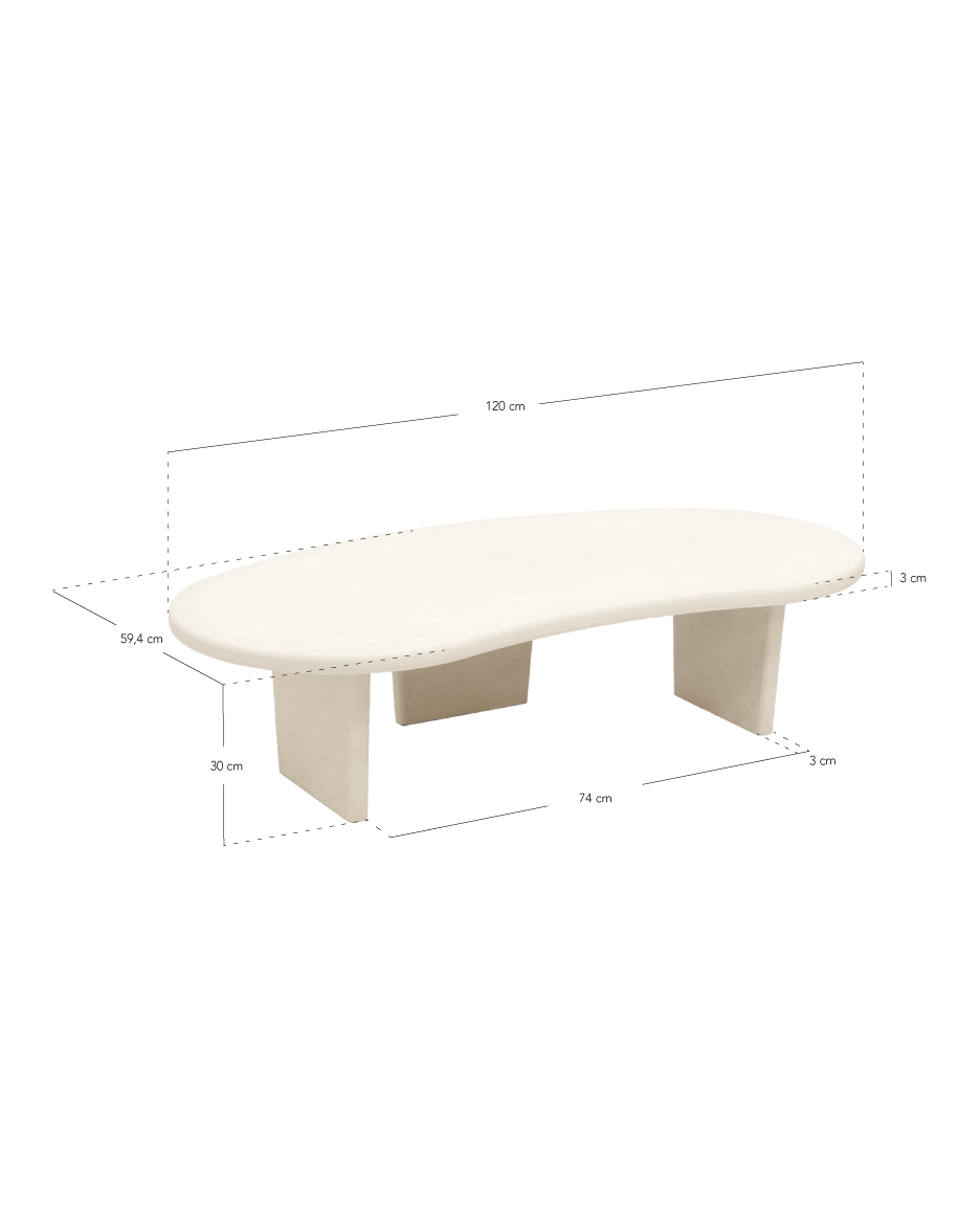 Table Basse Japandi bois massif de peuplier trois pieds 120 cm – Bimba