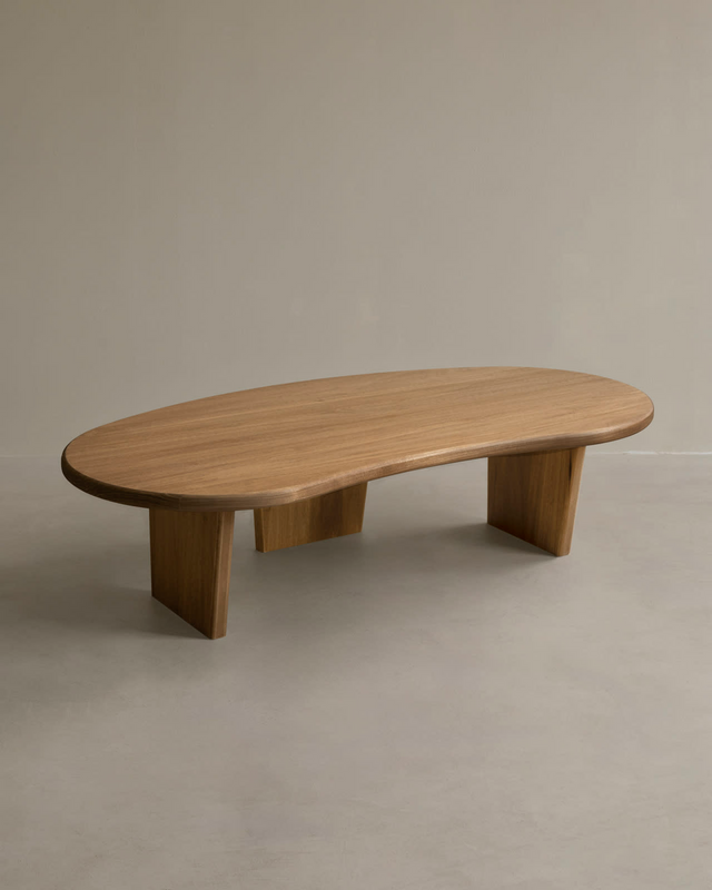 Table Basse Japandi bois massif de peuplier trois pieds 120 cm – Bimba