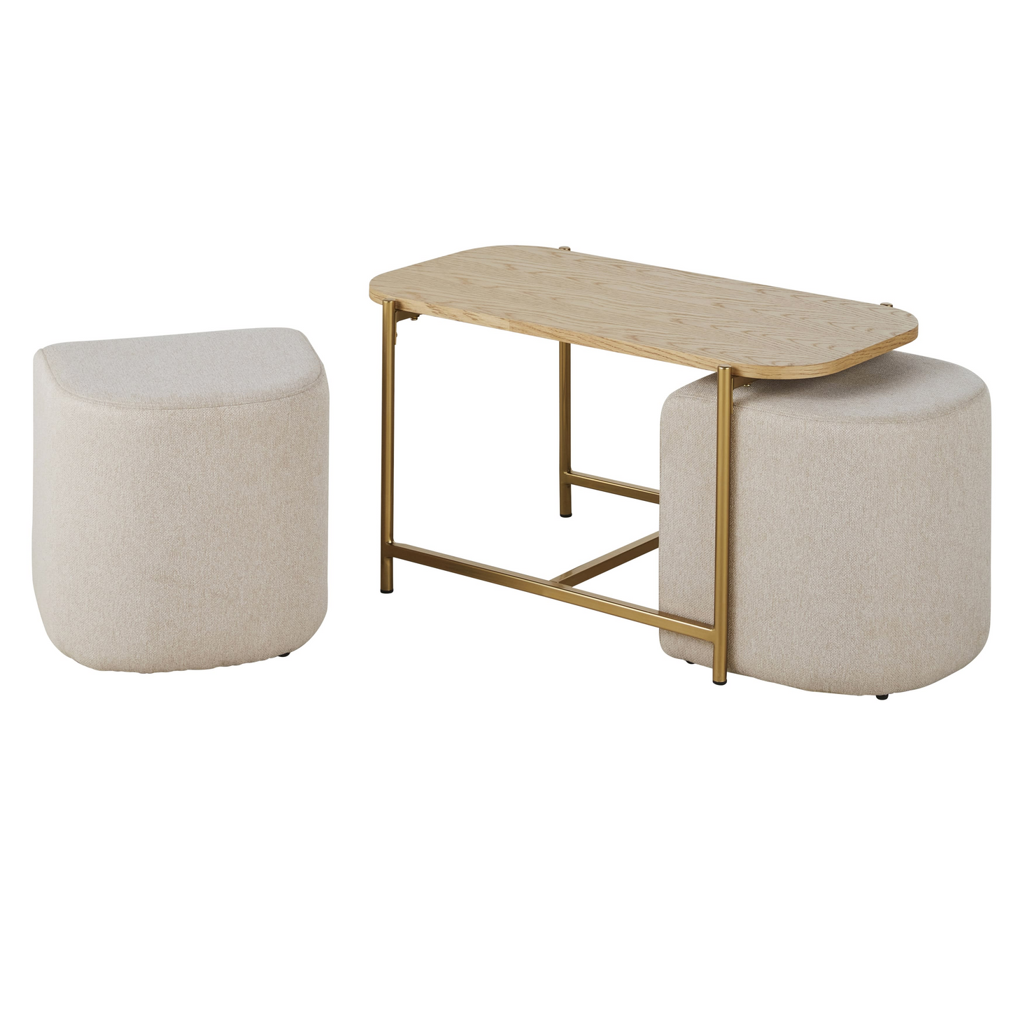 Table Basse Japandi avec Assises en Polyester Recyclé Beige Clair – Sitdo