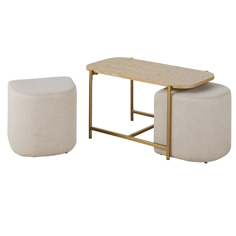 Table Basse Japandi avec Assises en Polyester Recyclé Beige Clair – Sitdo