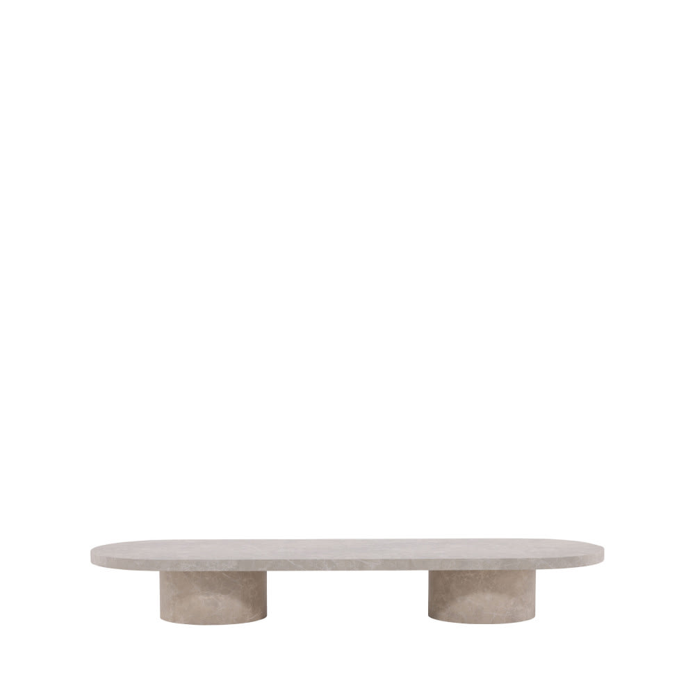 Table Basse Japandi ovale effet marbre 190x60cm – Narvik