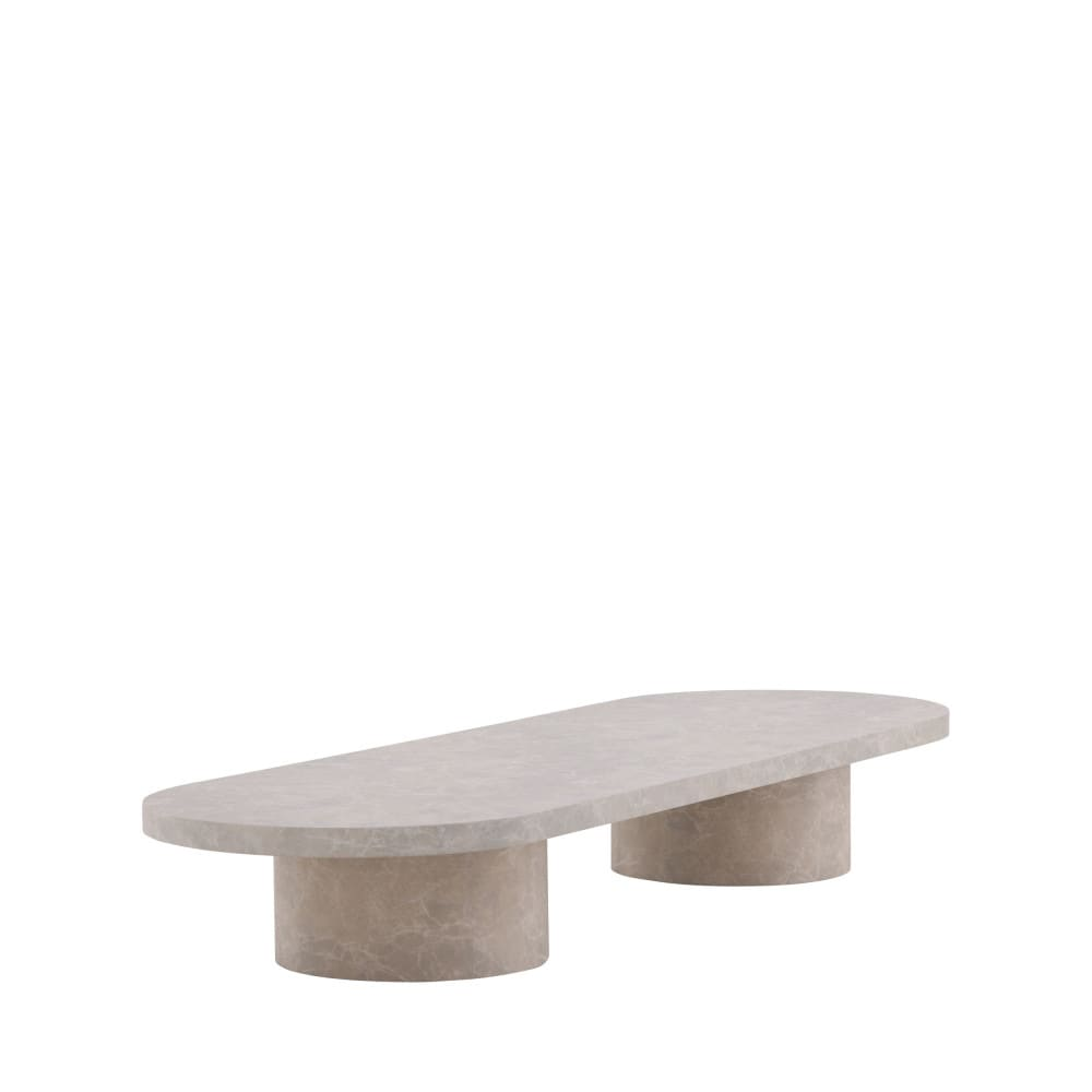 Table Basse Japandi ovale effet marbre 190x60cm – Narvik